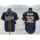 Men's New Orleans Saints #32 Tyrann Mathieu Black Cool Base Stitched Baseball Jersey