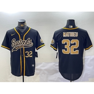 Men's New Orleans Saints #32 Tyrann Mathieu Black Cool Base Stitched Baseball Jerseys