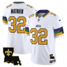 Men's New Orleans Saints #32 Tyrann Mathieu White 2024 F.U.S.E. Vapor Limited Stitched Jersey