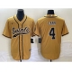 Men's New Orleans Saints #4 Derek Carr Gold With Patch Cool Base Stitched Baseball Jersey