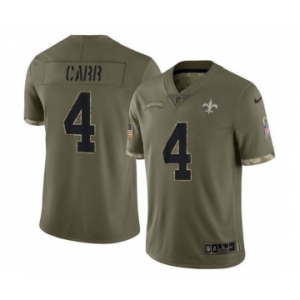 Men's New Orleans Saints #4 Derek Carr Olive Salute To Service Limited Stitched Jersey