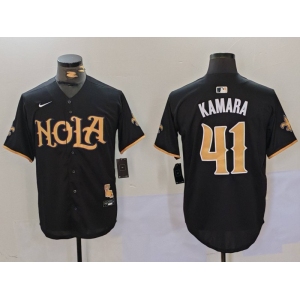 Men's New Orleans Saints #41 Alvin Kamara Black Cool Base Stitched Baseball Jersey