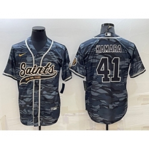 Men's New Orleans Saints #41 Alvin Kamara Grey Camo With Patch Cool Base Stitched Baseball Jersey