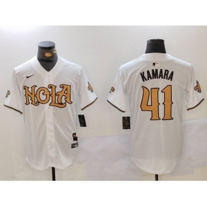 Men's New Orleans Saints #41 Alvin Kamara White Nola Baseball Jersey