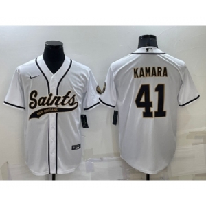 Men's New Orleans Saints #41 Alvin Kamara White Stitched MLB Cool Base Nike Baseball Jersey
