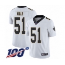 Men's New Orleans Saints #51 Sam Mills White Vapor Untouchable Limited Player 100th Season Football Jersey