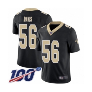 Men's New Orleans Saints #56 DeMario Davis Black Team Color Vapor Untouchable Limited Player 100th Season Football Jersey