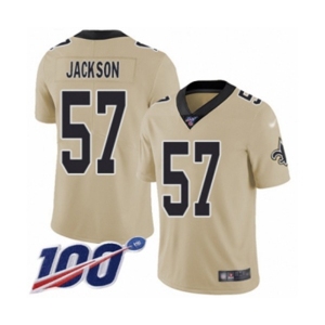 Men's New Orleans Saints #57 Rickey Jackson Limited Gold Inverted Legend 100th Season Football Jerse