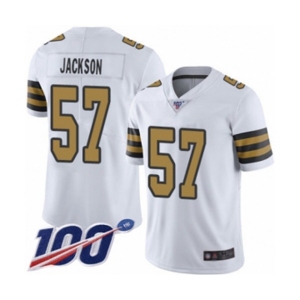 Men's New Orleans Saints #57 Rickey Jackson Limited White Rush Vapor Untouchable 100th Season Football Jersey