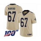 Men's New Orleans Saints #67 Larry Warford Limited Gold Inverted Legend 100th Season Football Jersey