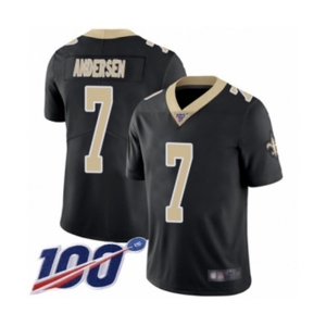 Men's New Orleans Saints #7 Morten Andersen Black Team Color Vapor Untouchable Limited Player 100th Season Football Jersey