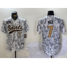 Men's New Orleans Saints #7 Taysom Hill Arctic Camo 2024 Salute to Service Stitched Baseball Jerseys