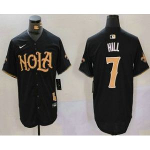 Men's New Orleans Saints #7 Taysom Hill Black Nola Baseball Jersey