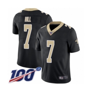 Men's New Orleans Saints #7 Taysom Hill Black Team Color Vapor Untouchable Limited Player 100th Season Football Jersey