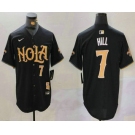 Men's New Orleans Saints #7 Taysom Hill Number Black Nola Baseball Jersey