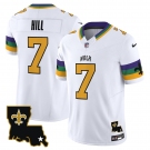 Men's New Orleans Saints #7 Taysom Hill White 2024 FUSE Vapor Limited Stitched Jersey