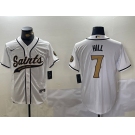 Men's New Orleans Saints #7 Taysom Hill White With Patch Cool Base Stitched Baseball Jersey