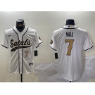 Men's New Orleans Saints #7 Taysom Hill White With Patch Cool Base Stitched Baseball Jerseys