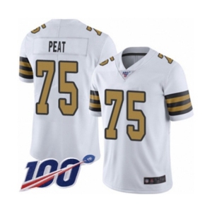 Men's New Orleans Saints #75 Andrus Peat Limited White Rush Vapor Untouchable 100th Season Football Jersey