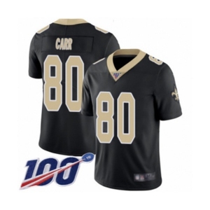 Men's New Orleans Saints #80 Austin Carr Black Team Color Vapor Untouchable Limited Player 100th Season Football Jersey