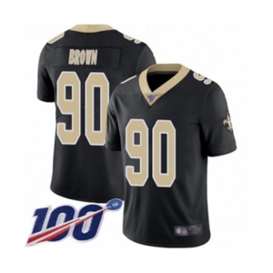 Men's New Orleans Saints #90 Malcom Brown Black Team Color Vapor Untouchable Limited Player 100th Season Football Jersey