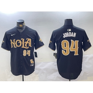 Men's New Orleans Saints #94 Cameron Jordan Number Black Nola Baseball Jersey