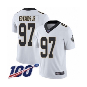 Men's New Orleans Saints #97 Mario Edwards Jr White Vapor Untouchable Limited Player 100th Season Football Jersey