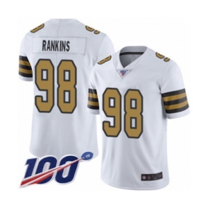 Men's New Orleans Saints #98 Sheldon Rankins Limited White Rush Vapor Untouchable 100th Season Football Jersey