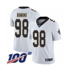 Men's New Orleans Saints #98 Sheldon Rankins White Vapor Untouchable Limited Player 100th Season Football Jersey