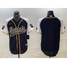 Men's New Orleans Saints Blank Black White 1987 Legacy Cool Base Stitched Baseball Jersey