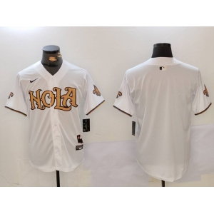 Men's New Orleans Saints Blank White Nola Baseball Jersey