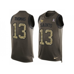 Men's Nike New Orleans Saints #13 Michael Thomas Limited Green Salute to Service Tank Top NFL Jersey