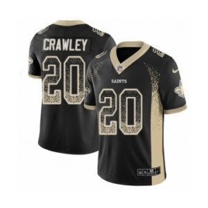 Men's Nike New Orleans Saints #20 Ken Crawley Limited Black Rush Drift Fashion NFL Jersey
