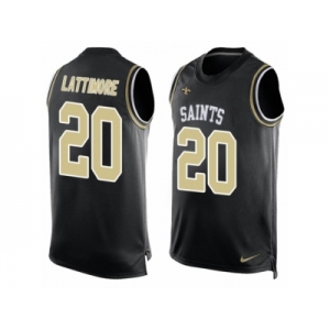 Men's Nike New Orleans Saints #20 Marshon Lattimore Limited Black Player Name & Number Tank Top NFL Jersey