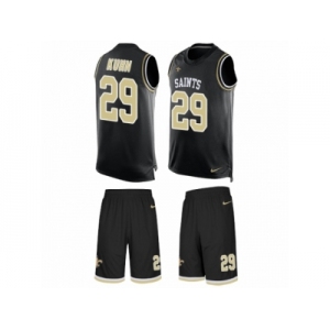 Men's Nike New Orleans Saints #29 John Kuhn Limited Black Tank Top Suit NFL Jersey