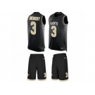 Men's Nike New Orleans Saints #3 Bobby Hebert Limited Black Tank Top Suit NFL Jersey