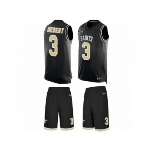 Men's Nike New Orleans Saints #3 Bobby Hebert Limited Black Tank Top Suit NFL Jersey