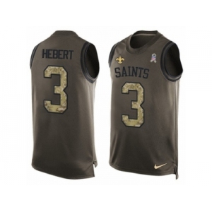 Men's Nike New Orleans Saints #3 Bobby Hebert Limited Green Salute to Service Tank Top NFL Jersey