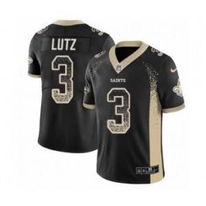 Men's Nike New Orleans Saints #3 Wil Lutz Limited Black Rush Drift Fashion NFL Jersey