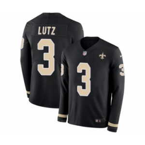 Men's Nike New Orleans Saints #3 Wil Lutz Limited Black Therma Long Sleeve NFL Jersey