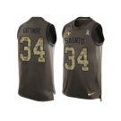 Men's Nike New Orleans Saints #34 Marshon Lattimore Limited Green Salute to Service Tank Top NFL Jersey