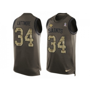 Men's Nike New Orleans Saints #34 Marshon Lattimore Limited Green Salute to Service Tank Top NFL Jersey