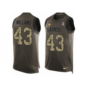 Men's Nike New Orleans Saints #43 Marcus Williams Limited Green Salute to Service Tank Top NFL Jersey