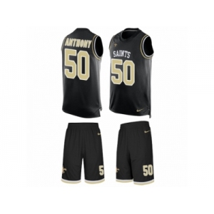 Men's Nike New Orleans Saints #50 Stephone Anthony Limited Black Tank Top Suit NFL Jersey