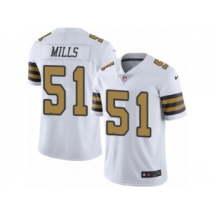 Men's Nike New Orleans Saints #51 Sam Mills Limited White Rush NFL Jersey