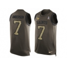 Men's Nike New Orleans Saints #7 Morten Andersen Limited Green Salute to Service Tank Top NFL Jersey