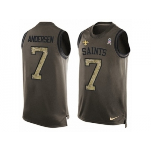 Men's Nike New Orleans Saints #7 Morten Andersen Limited Green Salute to Service Tank Top NFL Jersey