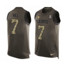 Men's Nike New Orleans Saints #7 Taysom Hill Limited Green Salute to Service Tank Top NFL Jersey