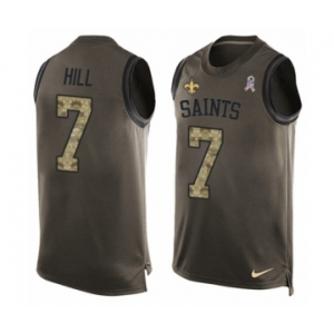 Men's Nike New Orleans Saints #7 Taysom Hill Limited Green Salute to Service Tank Top NFL Jersey