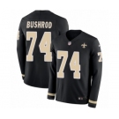 Men's Nike New Orleans Saints #74 Jermon Bushrod Limited Black Therma Long Sleeve NFL Jersey